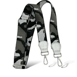 Guitar Strap for Purse Bag Silver Metallic Gray Black Camouflage Camo Pattern‎